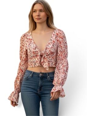Miss Lola floral cropped blouse, S, Romantic Whimsical Western Vibe